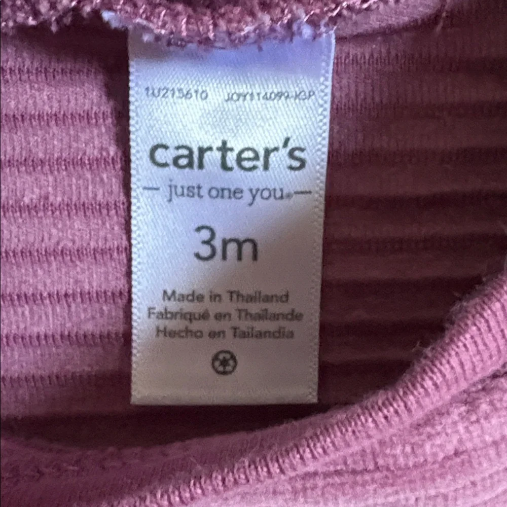 Carter's 0-3 Month Baby Girl Peplum Sweatshirt, Bodysuit & Leggings Set- Mauve